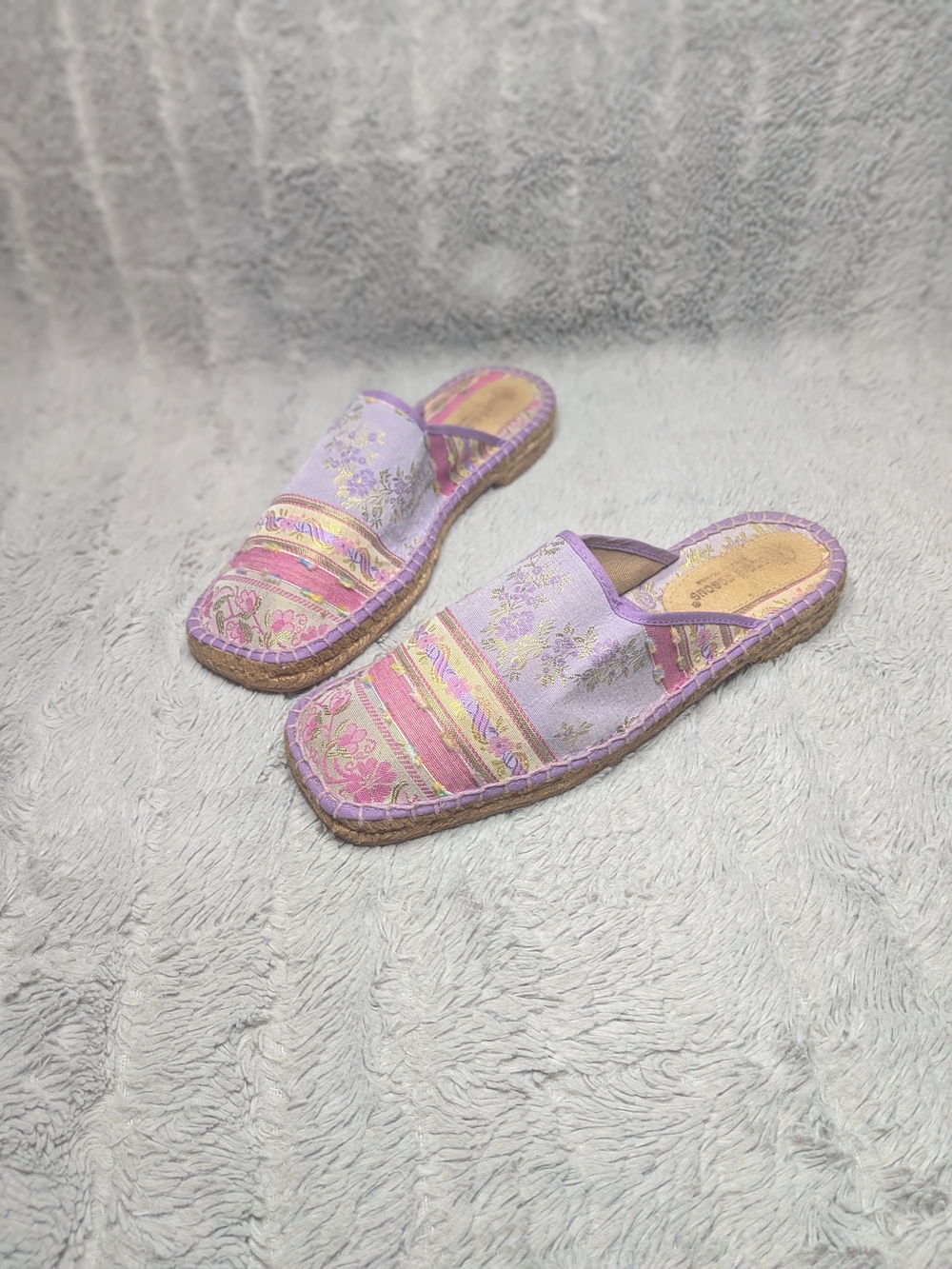 Andre Assous Lavender and Pink Slip-On Espadrille Mule Size 8
